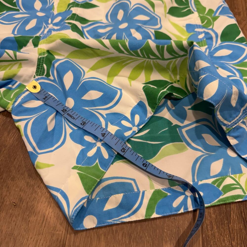 LL Bean Womens Green White Blue Hibiscus Floral Board Swim Shorts Size 8 - Picture 9 of 10
